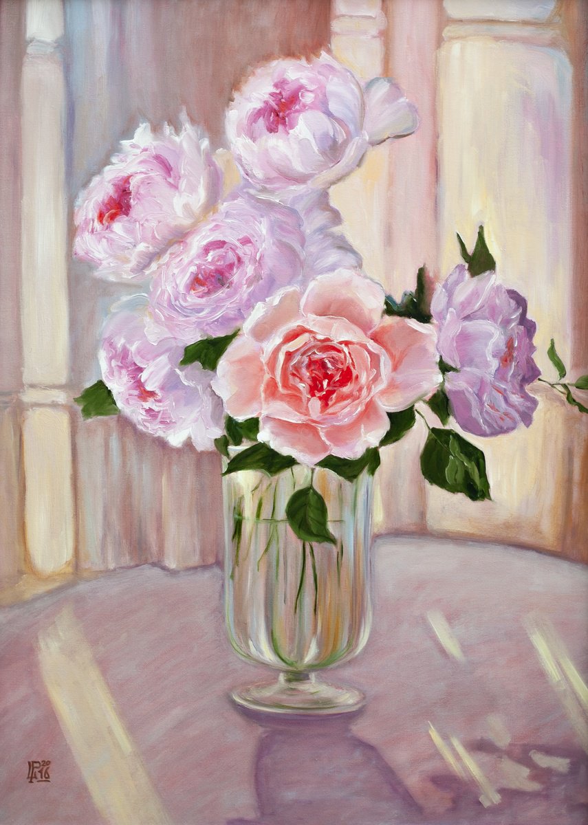 Impressionistic Botanical Oil Painting By Liudmila Pisliakova, 23 X 31", Flowers, Original Artwork