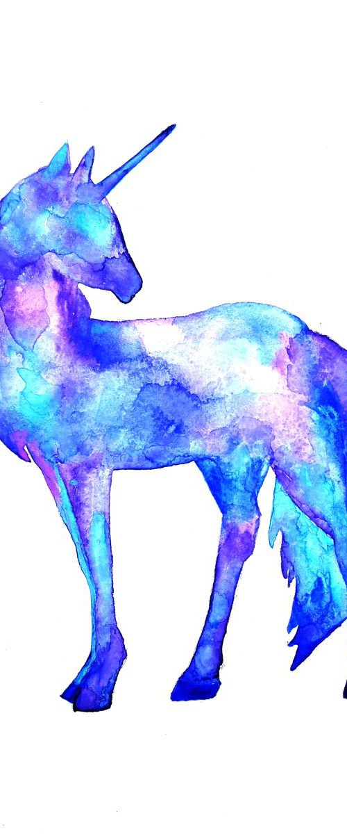 Unicorn, watercolor by Luba Ostroushko