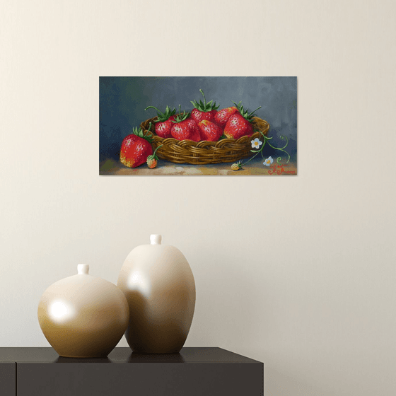 "Still life with strawberries" 2021, Original Kitchen Decor