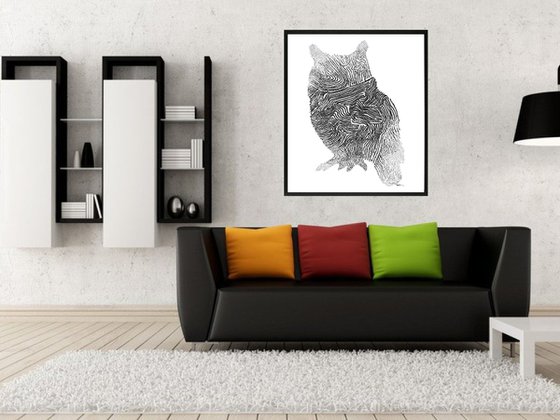 Owl: Framed Artwork, 16 x20 inches(40x50cm)