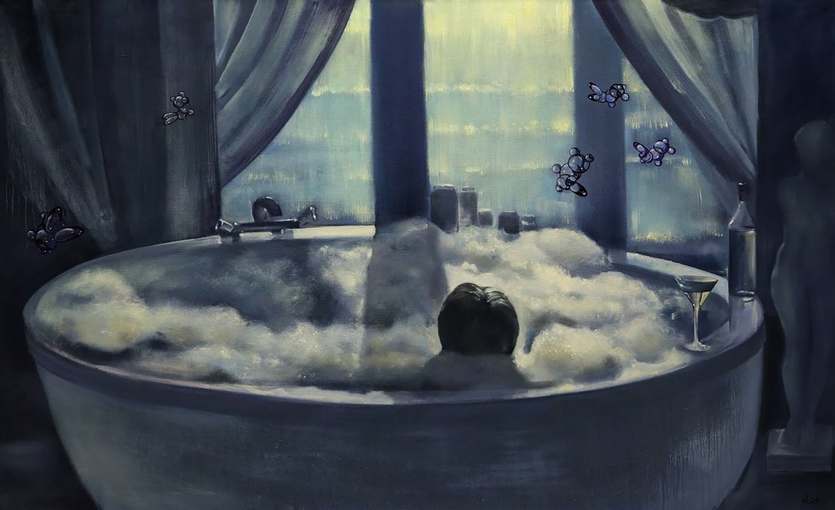 Urban And Pop Oil Painting , Taking A Warm Bath By Igor Konovalov, 71 X 43, Artwork For Sale On Artfinder