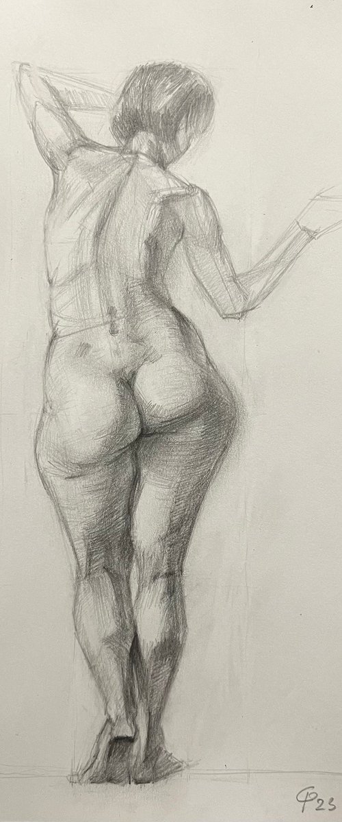 Nude woman figure from behind by Roman Sergienko