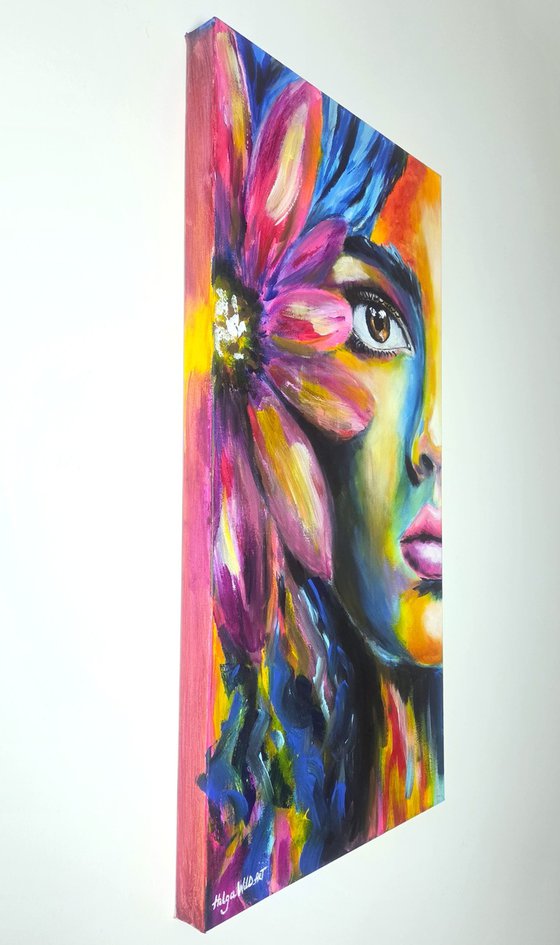 Radiant Soul - Floral Portrait Painting