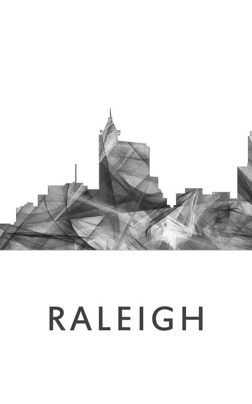 Raleigh North Carolina Skyline WB BW by Marlene Watson