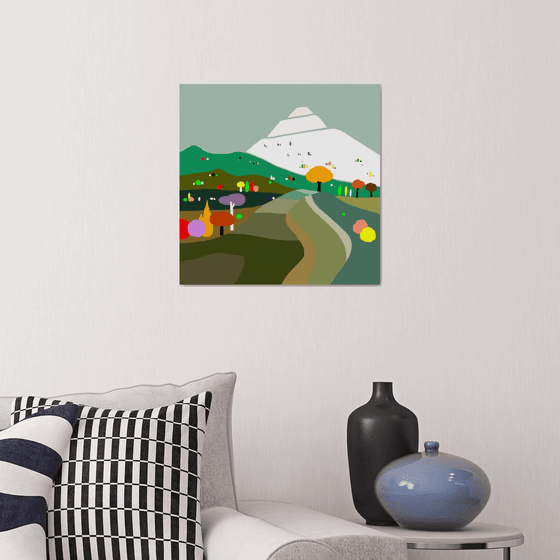 Landscape with mountain (Paisaje con montaña) (pop art, landscape)