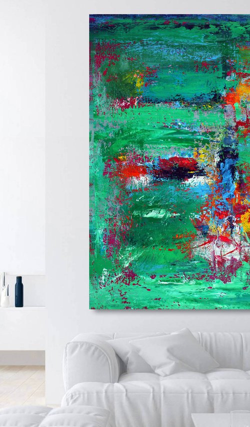 Extra large 200x200 abstract painting  " Emerald green " by Veljko  Martinovic