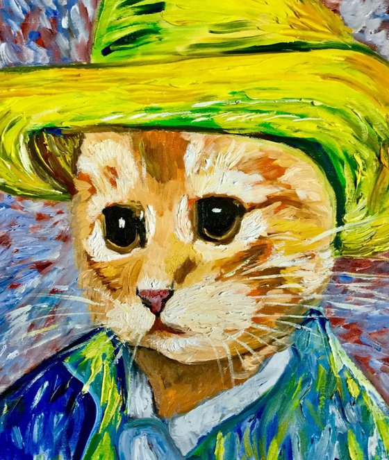 Pensive Cat  La Van Gogh