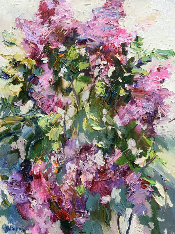Blooming lilac - Original oil painting