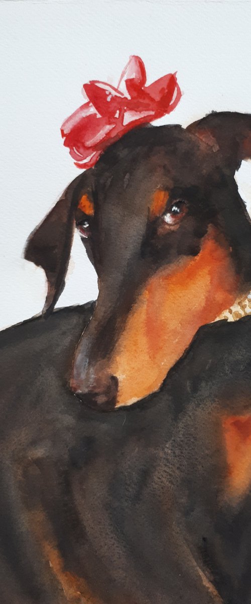 I am charm... 13x9.5''  / FROM THE ANIMAL PORTRAITS SERIES / ORIGINAL PAINTING by Salana Art Gallery