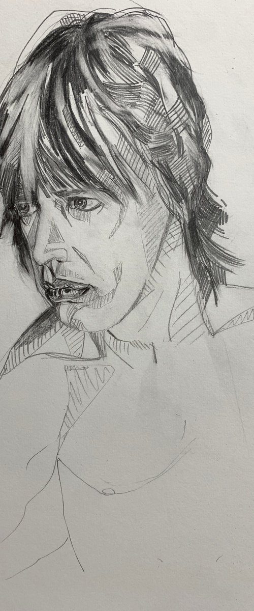 Pencil Portrait Drawing of Mick Jagger by Hanna Bell