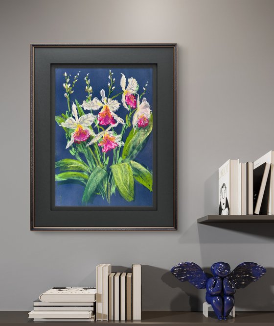 Set of 2 Wild orchids Pastel