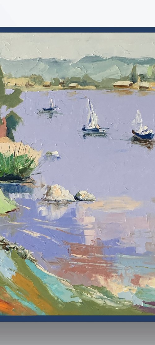 Sailing boats on the lake. by Vita Schagen