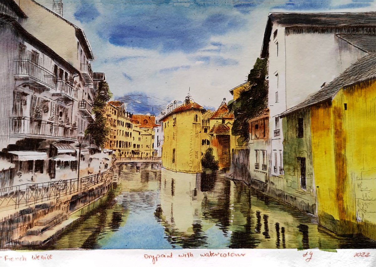 Cityscapes Etchings & Engravings By Aneta Gajos, 12 X 8, Venice Of The Alps - Annency, Original Artwork