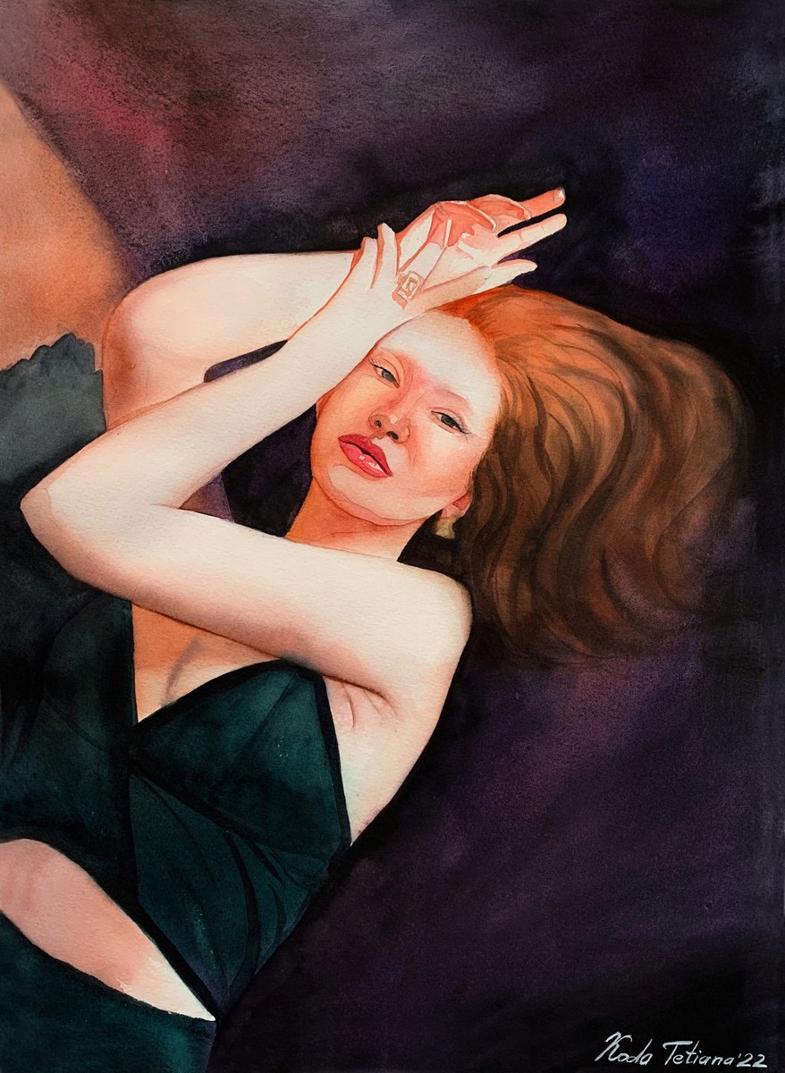 Photorealistic Portrait Watercolour By Tetiana Koda, 12 X 16", Lady, Original Artwork