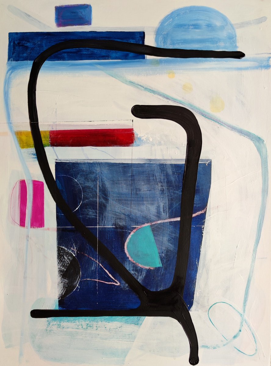 Expressive Abstract Acrylic Painting By Chrissy Guest, 22 X 30, A Nautical Adventure, Original Artwork