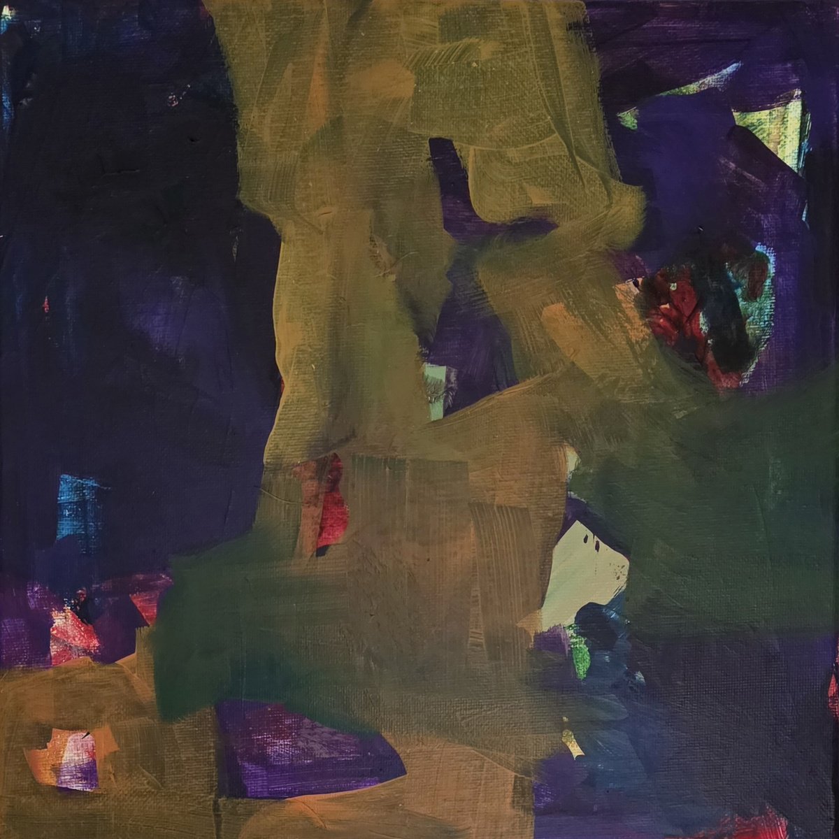 Organic Abstract Acrylic Painting By Rebecca Hodel, 12 X 12", Escape In Purple, Original Artwork