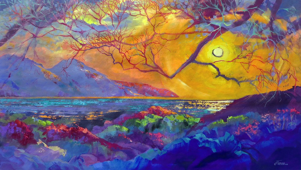 GOLDEN SUN, 92 x 52, oil on canvas by Olga Panina