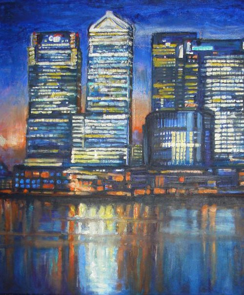 Canary Wharf reflections by Patricia Clements