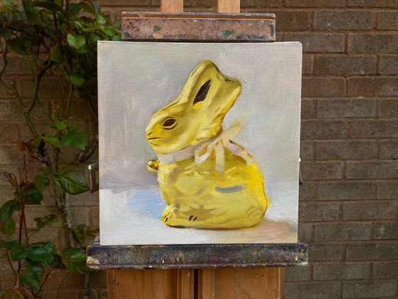 Golden Bunny 2 - Original Oil Painting