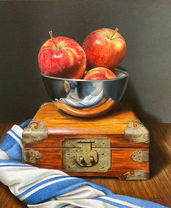 Apples in a Silver Bowl
