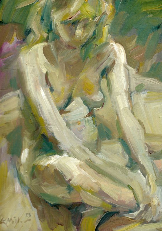 Nude. Seated