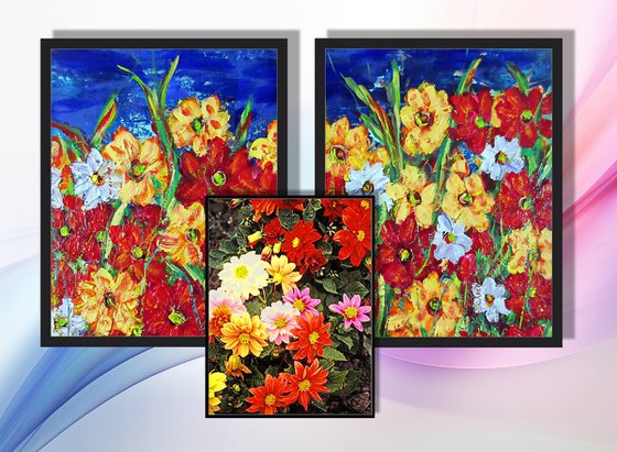 FLOWERS DIPTYCH, framed