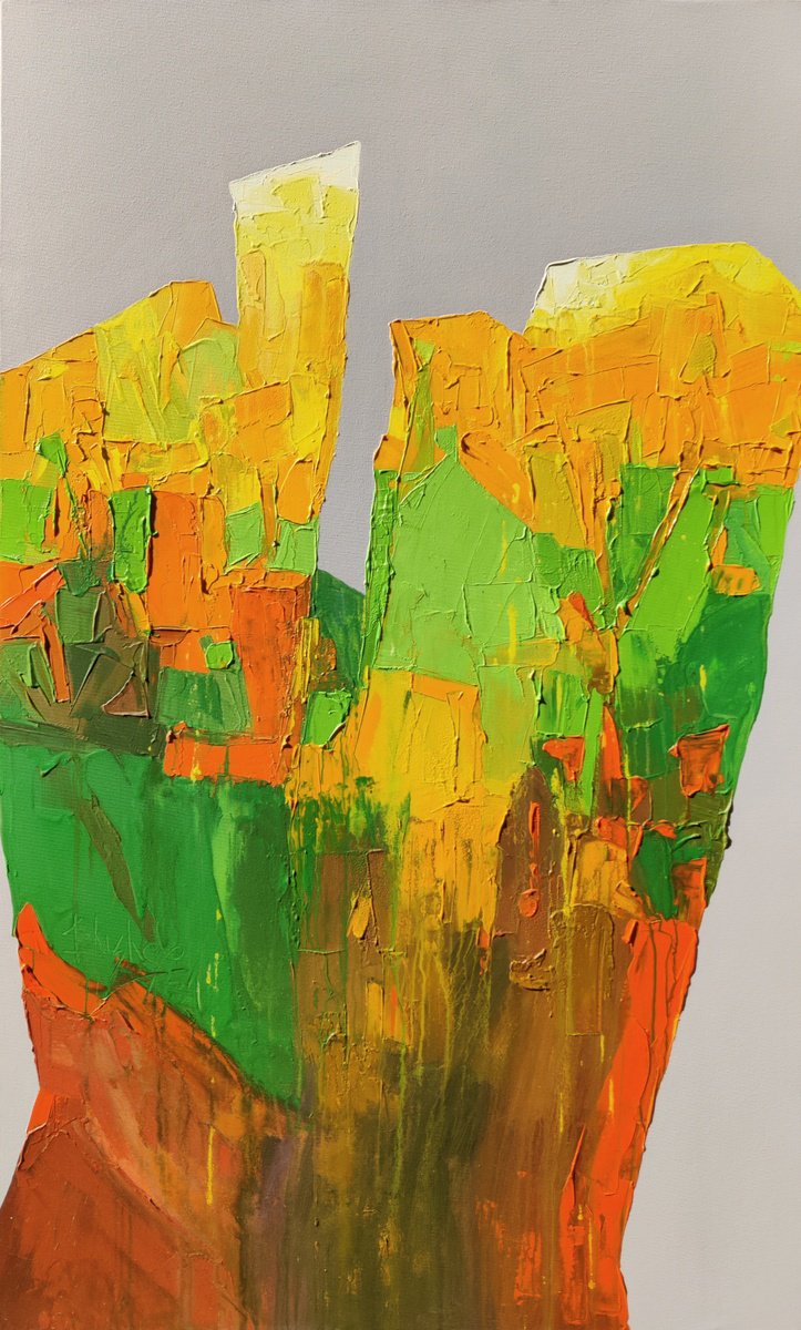 Abstract Acrylic Painting By Abhishek Kumar, 40 X 64, Volcanic Vista, Original Artwork