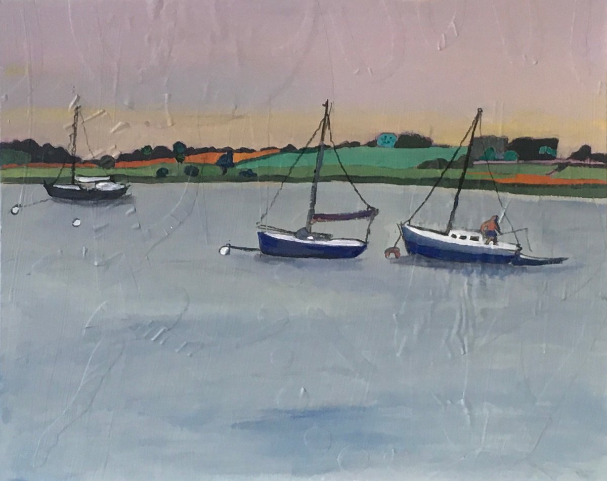 Impressionistic Landscape Acrylic Painting By Chihiro Kinjo, 20 X 16, Rural Suffolk-2, Original Artwork