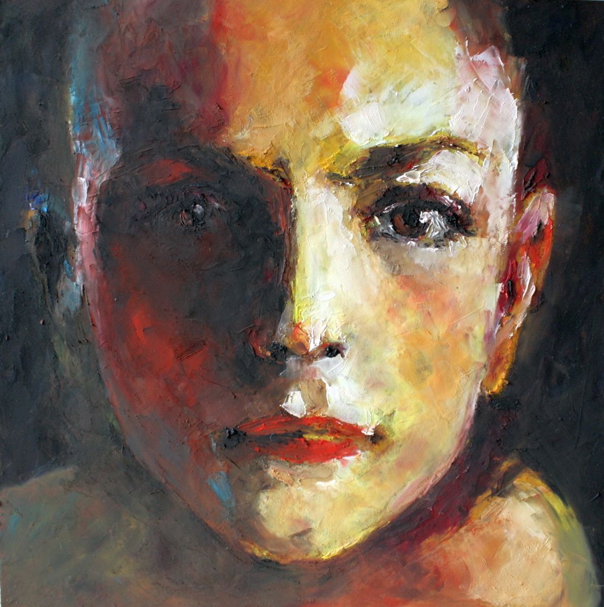 Expressive Portrait Oil Painting By Olga David, 8 X 8", Woman Portrait In Small Format, Original Artwork