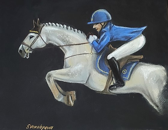 Rider. Pastel drawing