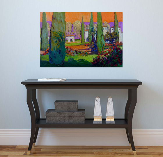 Garden with Cypress Trees