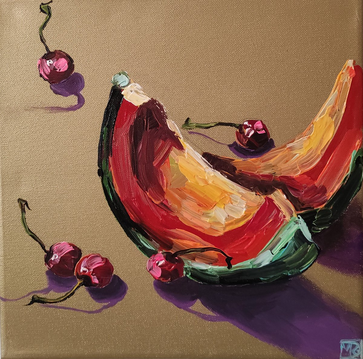 Melon & cherries by Maria Kireev