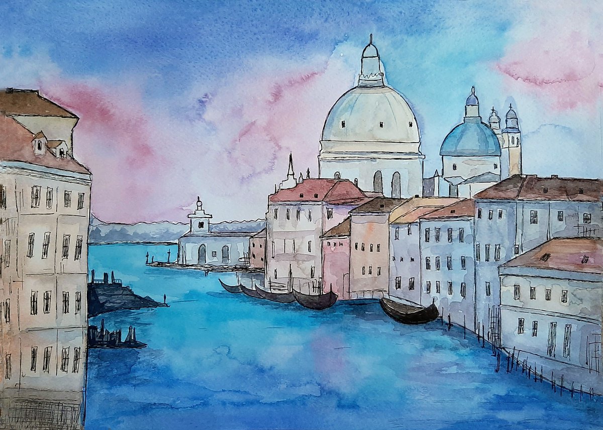 Illustrative Watercolour , Venice By Luba Ostroushko, 12 X 16, Artwork For Sale On Artfinder