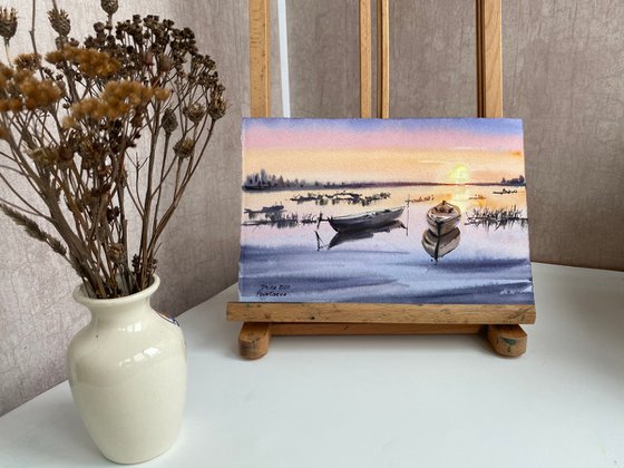 Boats at sunset