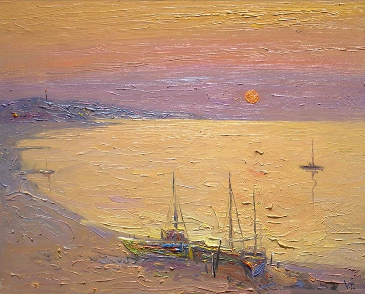 On the sea. The sun sets by Viktor Ivaniv