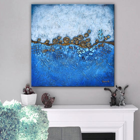 Blue Abstract Textured Painting