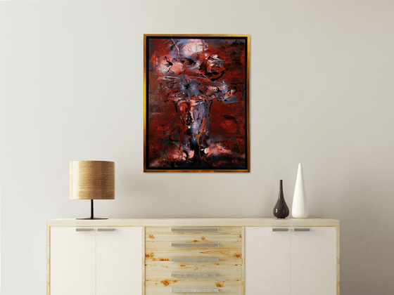 Framed beautiful fascinating red colors still life about time passing master O Kloska