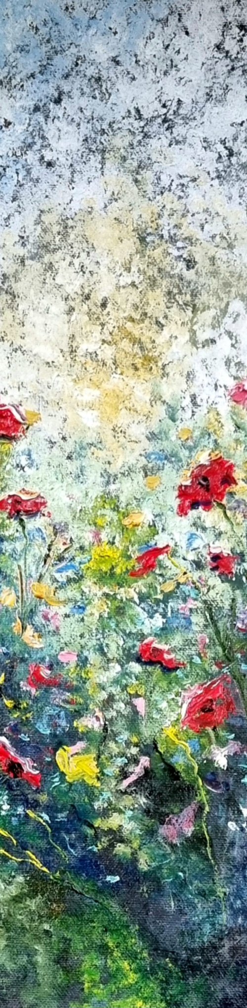 Textured Wildflowers 16" x 12" Original Oil Painting by Hayley Huckson