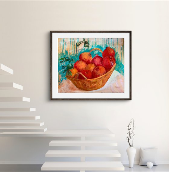 Pomegranate in basket