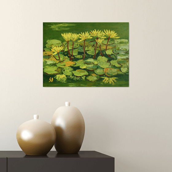 WATER LILIES, V / ORIGINAL OIL PAINTING
