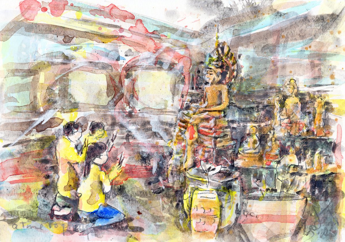 Expressive Portrait Acrylic Painting By Gordon T., 12 X 8, A Time To Pray, Original Artwork