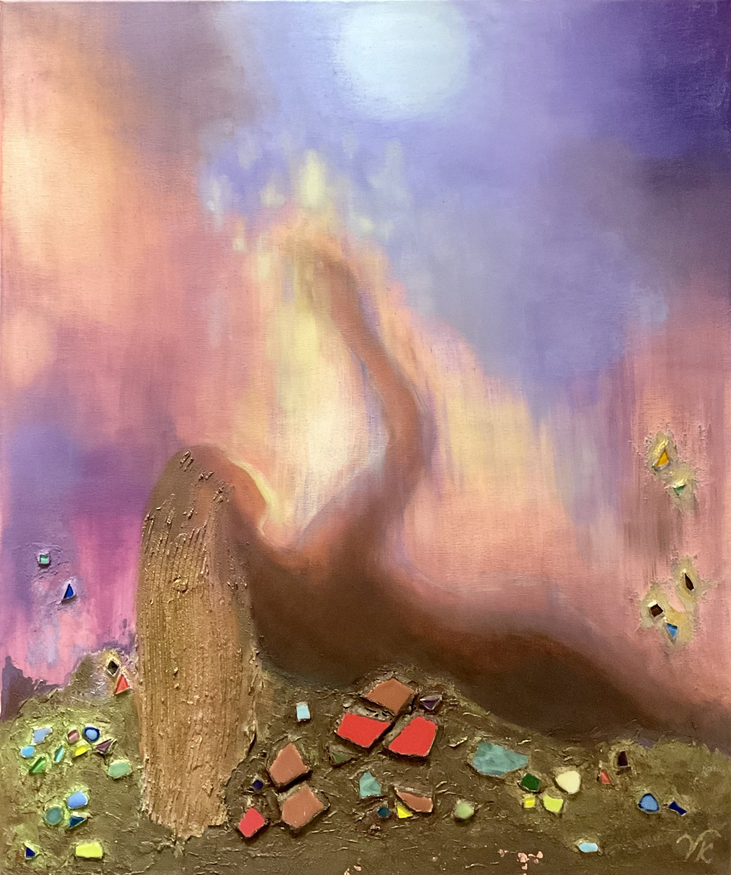 Organic Abstract Oil Painting By Vera Klimova, 30 X 35", Light, Original Artwork