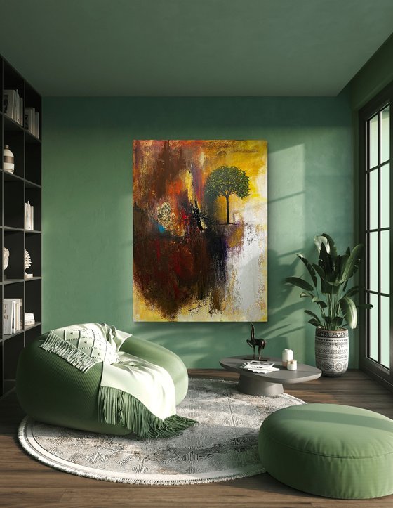 abstract sunset tree neutral