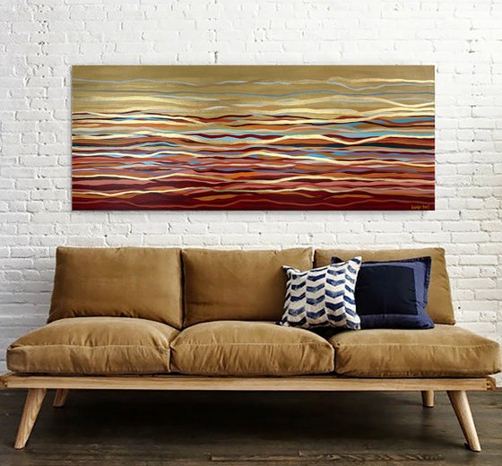 Golden Flow - 152 x 61 cm - metallic gold paint and acrylic on canvas