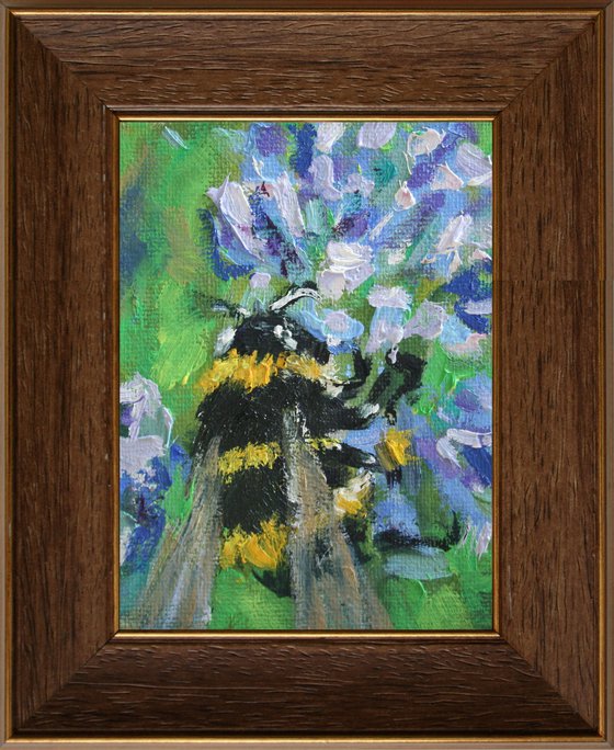 BUMBLEBEE 01... framed / FROM MY SERIES "MINI PICTURE" / ORIGINAL PAINTING