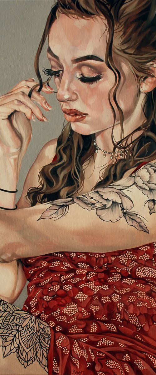 Smoky Burgundy & Peonies by Jo Beer