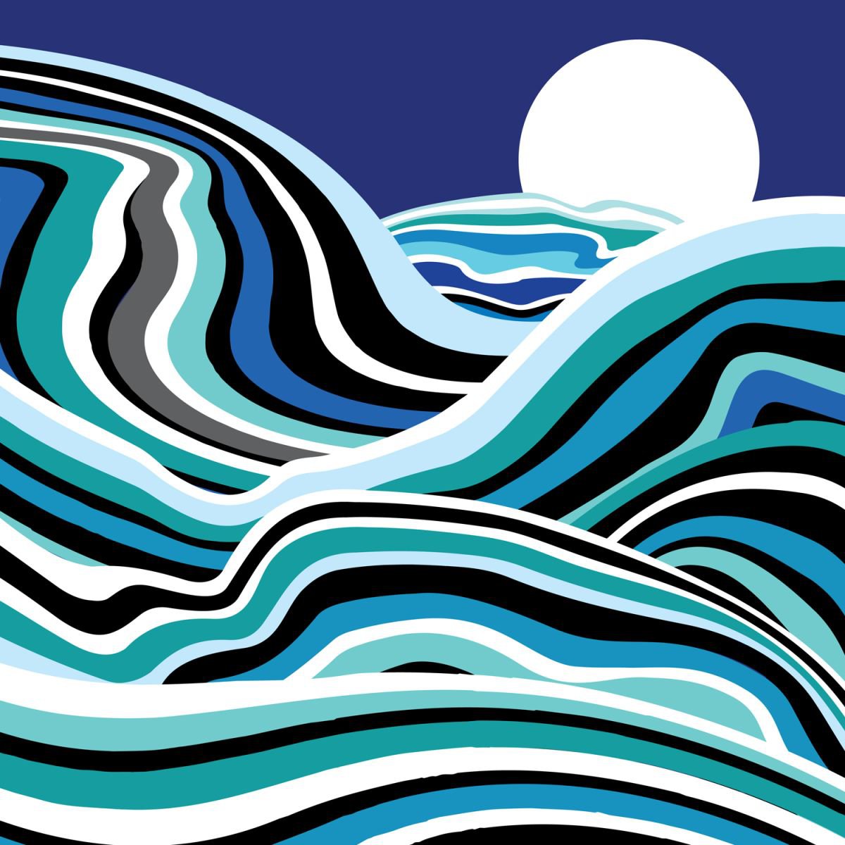Moon Light Sea of Blues by Keith Dodd