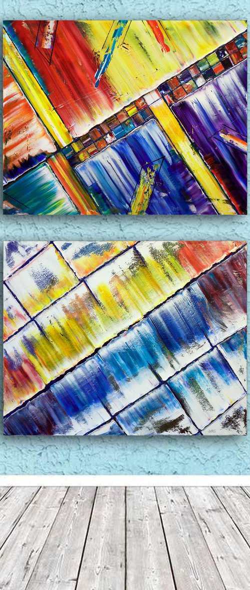 "Build Me Something" - Special Price + FREE USA SHIPPING - Original Large PMS Abstract Diptych Oil Paintings On Canvas - 30" x 48" by Preston M. Smith (PMS)