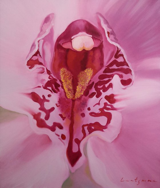 Dyptich of two Orchids -  flowers of femininity and passion