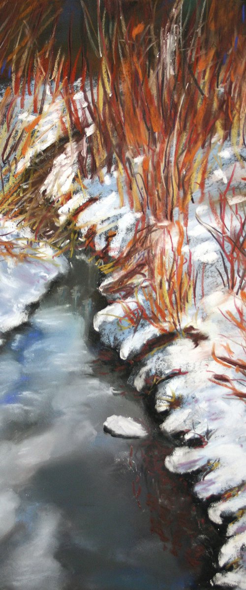 Winter Landscape,  9x11" / ORIGINAL SOFT PASTEL PAINTING by Salana Art Gallery